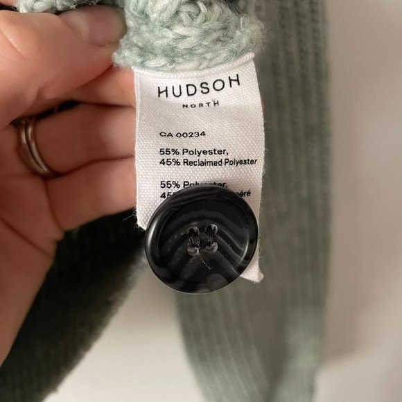 Hudson North Crop  Chunky Rib Knit Cardigan Sweater Sage Green Size Medium - Picture 8 of 8